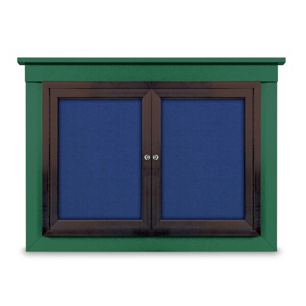 60"x36" 2-Door Enclosed Outdoor Letterboard, Hdr, Blue Felt/Black